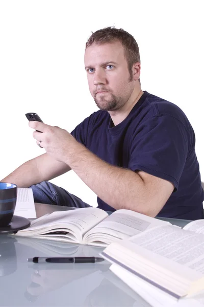 College Student with Books on the Table Studying — Stock Photo, Image