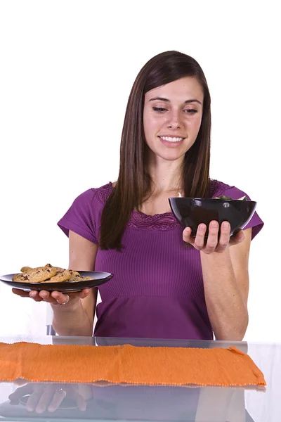 Beautiful Girl Deciding What to Eat — Stock Photo, Image
