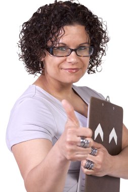 Beautiful Hispanic Woman With a Clipboard clipart