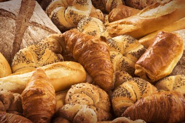 Variety of fresh bread and pastry clipart