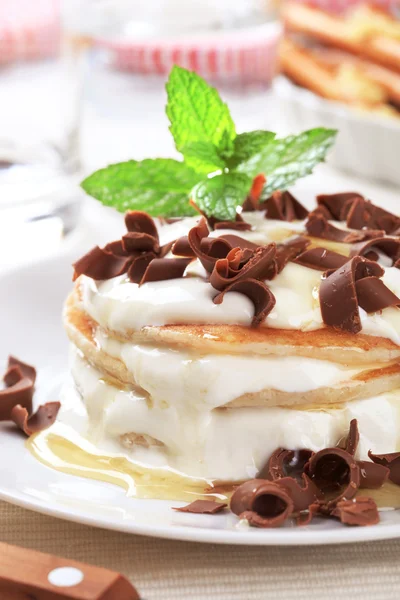 stock image Pancakes with creamy cheese and chocolate