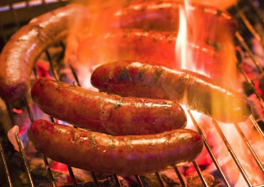 Grilling bratwursts clipart