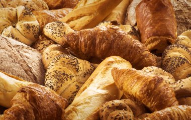 Variety of fresh bread and pastry clipart