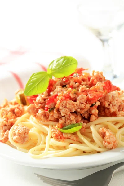Spaghetti con carne macinata — Foto Stock