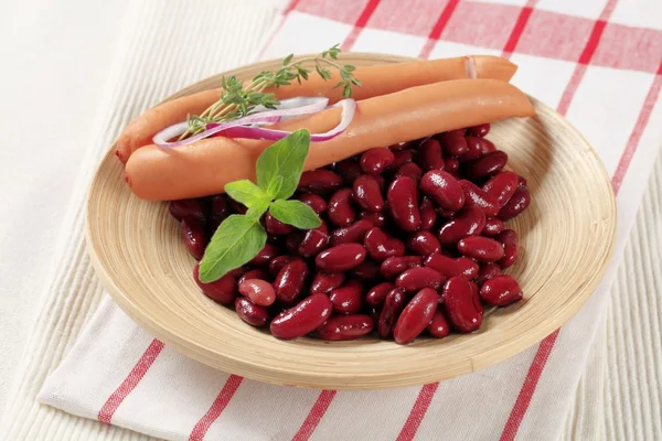 stock image Red beans and sausages