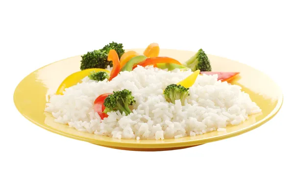 Gekookte rijst met groenten — Stockfoto