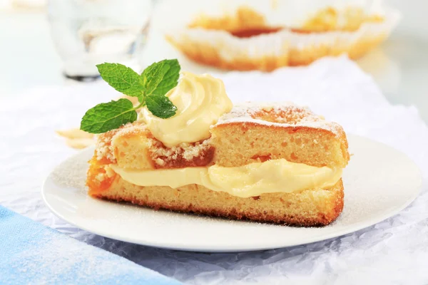 Torta di albicocche con crema di budino — Foto Stock