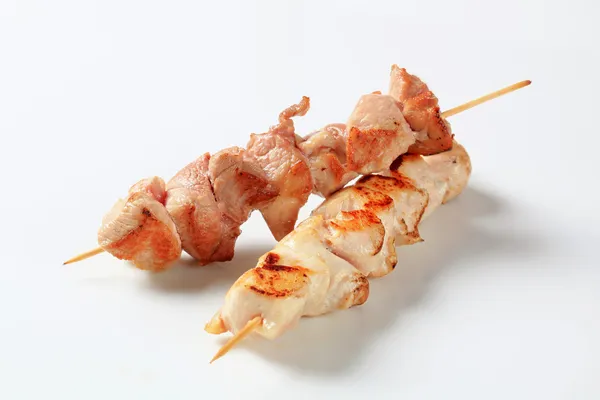 Pork and chicken skewers — Stock Photo, Image