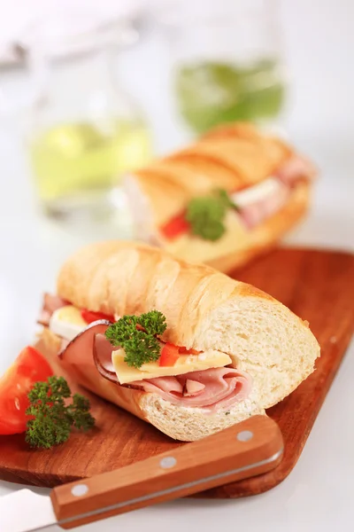 Ham and cheese sub sandwich — Stock Photo, Image