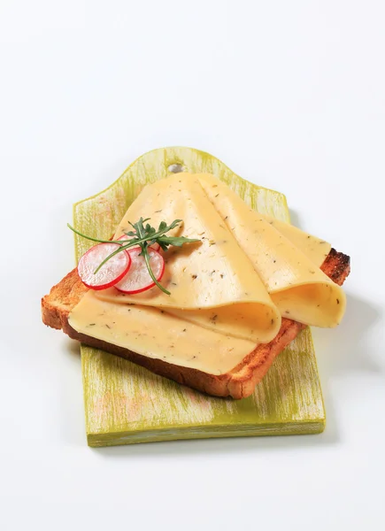 Open faced cheese sandwich — Stock Photo, Image