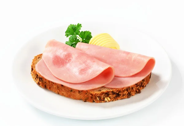 Bread and ham — Stock Photo, Image