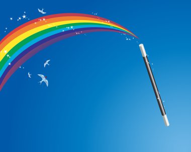 Magic wand and rainbow clipart