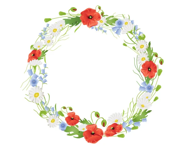 Summer wildflower wreath — Stock Vector