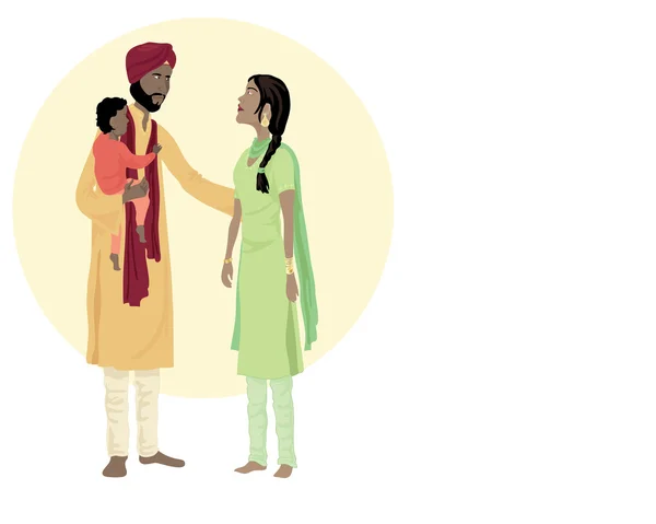 Familia Sikh — Vector de stock