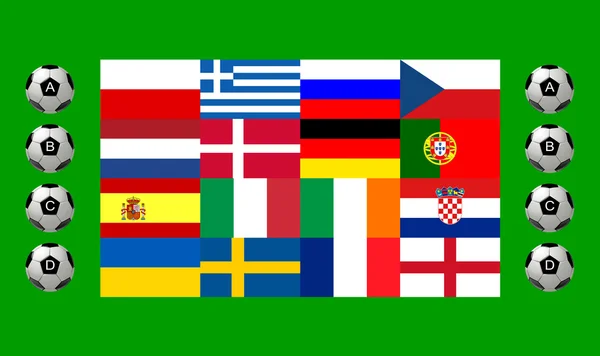Εθνική ομάδα σημαίες Ευρωπαϊκό πρωτάθλημα ποδοσφαίρου 2012 — Φωτογραφία Αρχείου