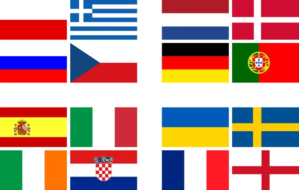 Εθνική ομάδα σημαίες Ευρωπαϊκό πρωτάθλημα ποδοσφαίρου 2012 — Φωτογραφία Αρχείου