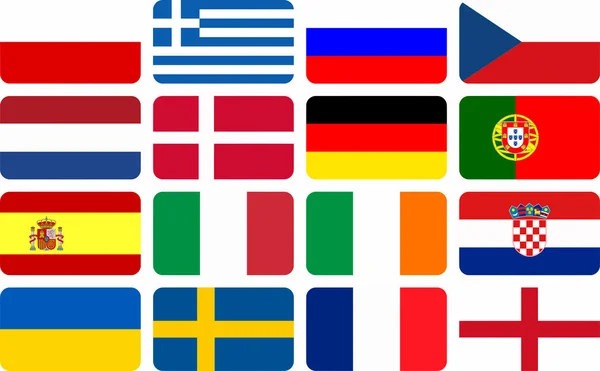 Národní tým vlajkami mistrovství Evropy 2012 — Stock fotografie