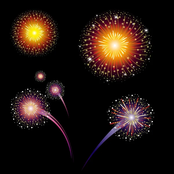 カラフルなベクトルの花火 — ストックベクタ