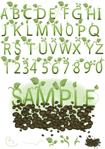 Vector set illustration a letter in the form of green sprouts o — Stock Vector