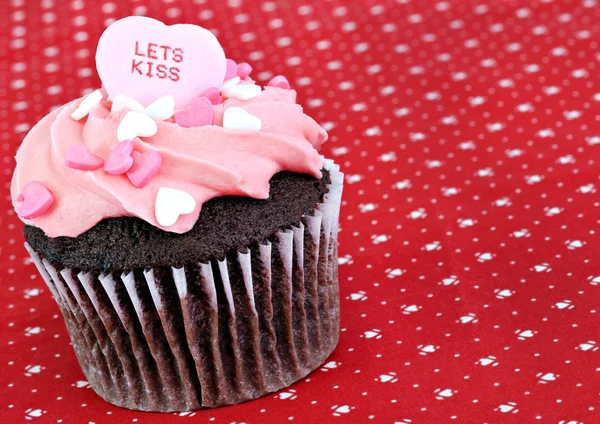 Permite beso San Valentín Cupcake —  Fotos de Stock