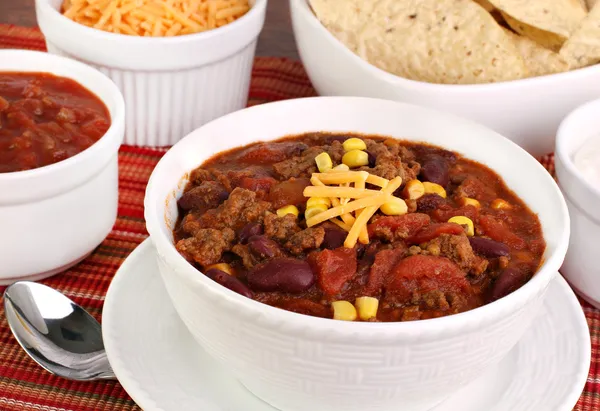Taco Soup with condiments — Stock Image Taco Soup with condiments Stock Picture