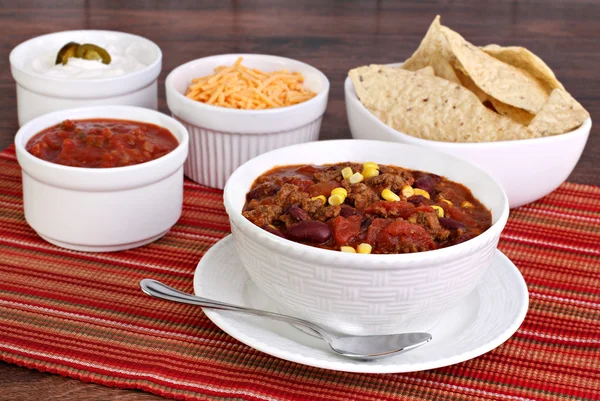 Taco-Suppe mit verschiedenen Gewürzen — Stockfoto