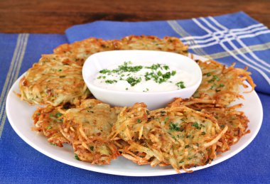 German Potato Pancakes and Sour Cream clipart