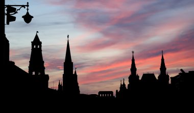 Rusya, Moskova. kremlin gece manzarası