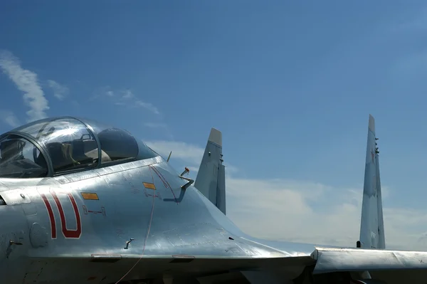 Detalj av cockpit militär jet — Stockfoto