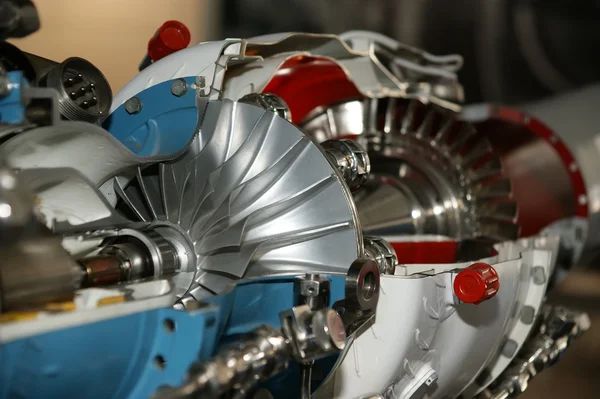 Large jet engine detail viewed from below — Stock Photo, Image