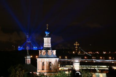 gece görünümü Moskova dan yüksek bir noktada, Rusya Federasyonu