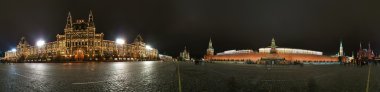 gece Kızıl Meydanı Panoraması. Moscow, Rusya Federasyonu