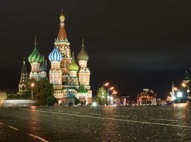 gece Kızıl meydan. Moscow, Rusya Federasyonu