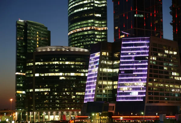 Felhőkarcolók International Business Center (város) éjszaka — Stock Fotó