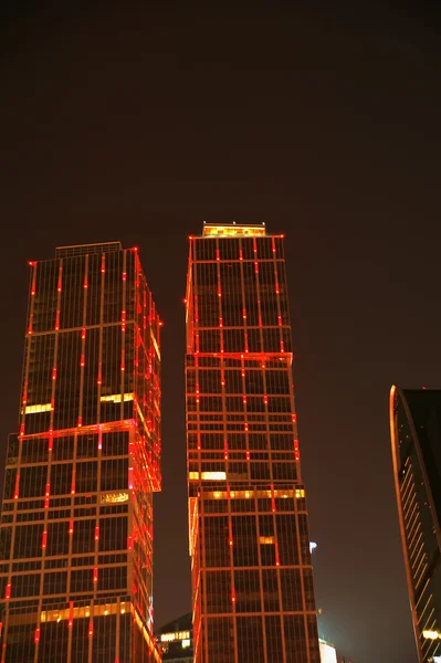 Wieżowce International Business Center (miasto) w nocy — Zdjęcie stockowe