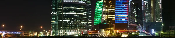 Panorama del centro d'affari internazionale di notte, Mosca — Foto Stock