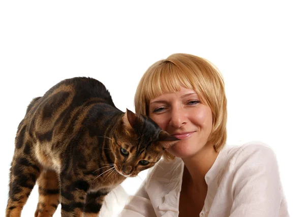 stock image The leopard cat (Prionailurus bengalensis) and girl