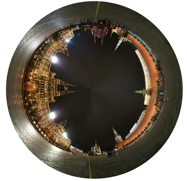 Spherical panorama of the night Red square. Moscow, Russia — Stock Photo, Image