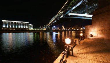 Moscow, Russia. Night. Panoramic view clipart