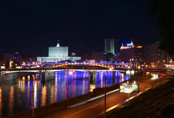 Moscow, Federacja Rosyjska. noc. panoramiczny widok — Zdjęcie stockowe