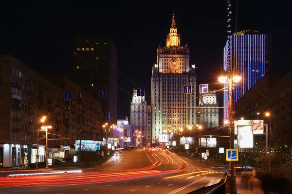 stock image Moscow, Russia. Night. The Ministry of Defence