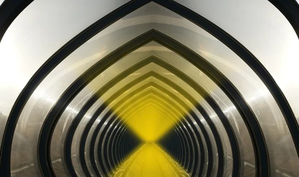 Modern glass tunnel. The architectural abstraction — Stock Photo, Image