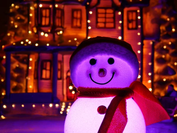 stock image Glowing from within snowman. Christmas decoration