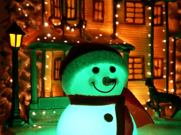 stock image Glowing from within snowman. Christmas decoration