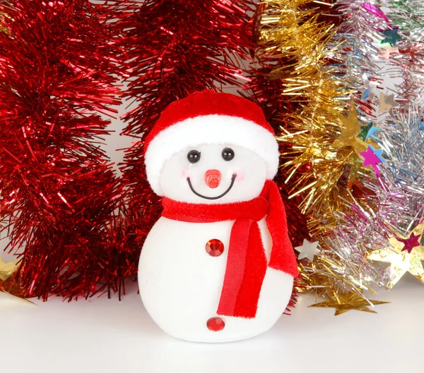Brillando desde dentro del muñeco de nieve. Decoración de Navidad — Foto de Stock