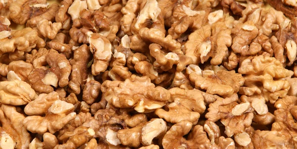 stock image Closeup view of walnut purified on a black background