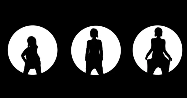 Silhouettes of dancing girls — Stock Photo, Image