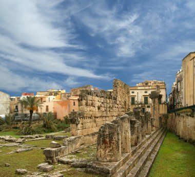 Antik Yunan Apollon'un Tapınağı. Syracuse, Sicilya, İtalya