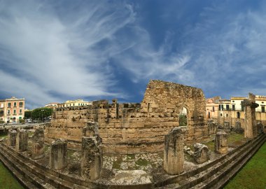 Apollon antik Yunan Tapınağı'nın Panoraması. Syracuse