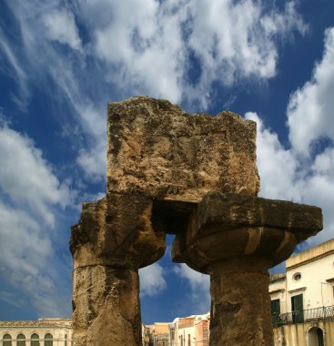 Antik Yunan Apollon'un Tapınağı. Syracuse, Sicilya, İtalya